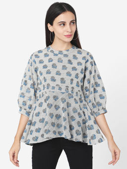 Shaily - Womens Grey Cotton Tunic