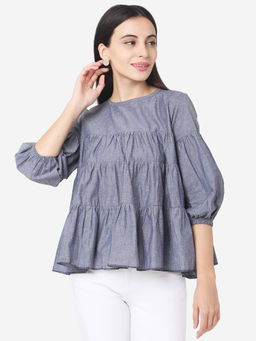 Shaily - Womens Grey Cotton Tunic