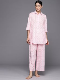Libas - Pink Cotton All Over Printed Night Suit (Set of 2)