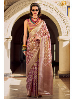 Mysilklove - Coco Wine Tissue Silk Saree Without Blouse