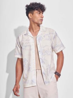 HIGHLANDER - Men Off White Printed Relaxed Fit Collar Neck Casual Shirt
