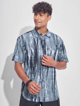 HIGHLANDER - Men Multi-Color Tie & Dye Relaxed Fit Collar Neck Casual Shirt