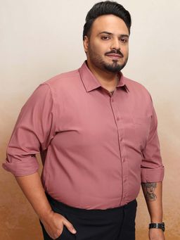 HIGHLANDER - Men Pink Solid Slim Fit Collar Neck Formal Shirt