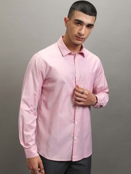 HIGHLANDER - Men Pink Solid Slim Fit Collar Neck Formal Shirt