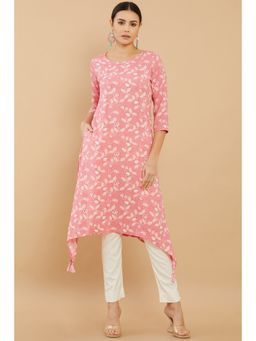 Soch - Women Pink Rayon Printed Kurta