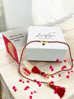 LuxeVogue - 925 Silver Star and Crown Brother Rakhi Gift Set