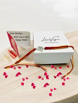 LuxeVogue - 925 Pure Silver Om Rakhi Gift Set