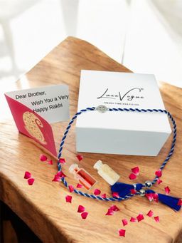 LuxeVogue - 925 Silver Sparkling Smiley Rakhi Gift Set