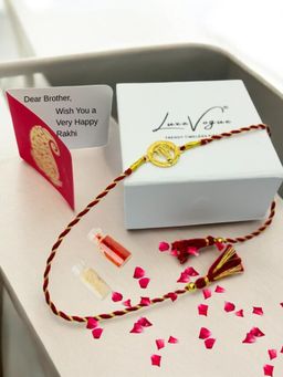 LuxeVogue - 925 Silver Elegant Golden Ganesha Rakhi Gift Set