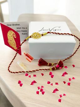 LuxeVogue - 925 Silver Sparkling Peacock Rakhi Gift Set