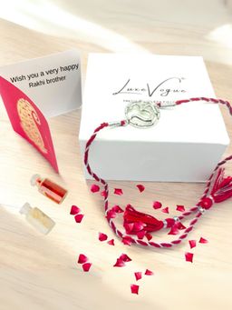 LuxeVogue - 925 Silver Traditional Om Rakhi Gift Set