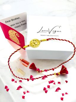 LuxeVogue - 925 Silver Gold Ganesha Rakhi Gift Set