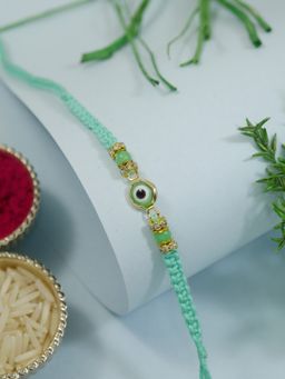 I Jewels - Green Enamel Evil Eye Rakhi Gift Set
