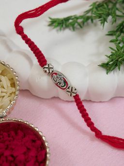 I Jewels - Red Om Rakhi Gift Set