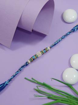 I Jewels - Blue Fancy Cluster Beads Rakhi Gift Set