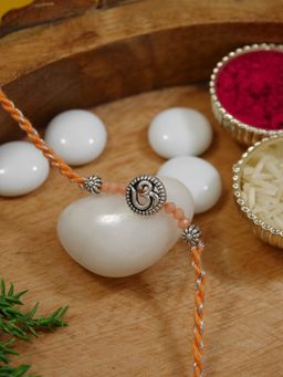 I Jewels - Orange Om Design Rakhi Gift Set