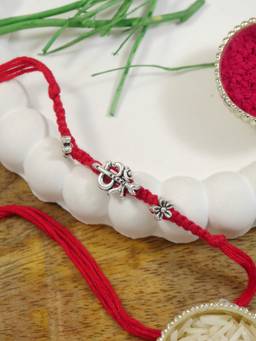 I Jewels - Red Om Design Rakhi Gift Set