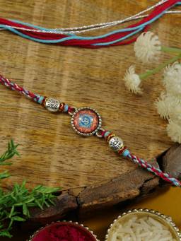I Jewels - Multi-Color Traditional Om Rakhi Gift Set