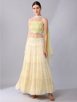 KEITH GOMES - Bead Embroidered Blouse Lehenga (Set of 3)