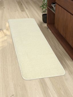 Saral Home - Neo Shaggy Yarn Anti-Skid Bedside Runner Mats-Cream-45X120 Cm