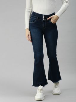 SHOWOFFFF - Womens Bootcut Clean Look Navy Blue Jeans