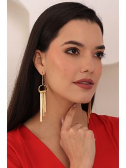 Royal Pitarah - Textured Matte Gold Long Drop Earrings