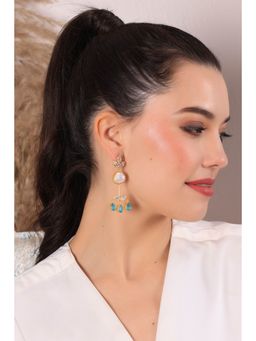 Royal Pitarah - Blue Monalisa Pearl Crystal Drop Earrings