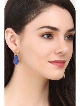 Royal Pitarah - Blue Druzy Hexagon Drop Earrings
