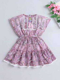 The Magic Wand - Girls Pink Polyester Floral Dress