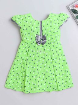 The Magic Wand - Girls Green Cotton Floral Dress
