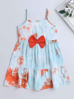 The Magic Wand - Girls Blue Rayon Tie and Dye Dress