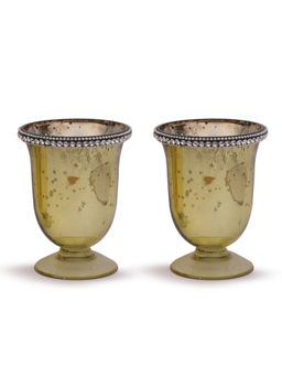 HomeTown - Dazzle Glass Votive in Gold (Set of 2)