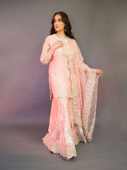 Sheetal Batra - Pink Kurta With Sharara And Dupatta (Set of 3)