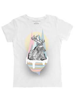 THREADCURRY - Candy Cane Girls Graphic Printed T-Shirt - White