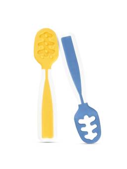 Hopop - First Stage Baby Feeding Spoon Soft Safe & Easy to Hold Pack of 2 - Yellow & Blue