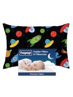 Hopop - Soft Premium Cotton Toddler Pillow with Pillowcase - Space