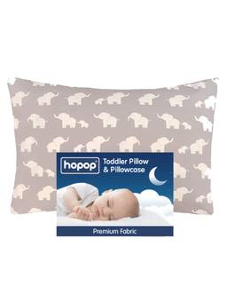 Hopop - Soft Premium Cotton Toddler Pillow with Pillowcase - Brown Elephant