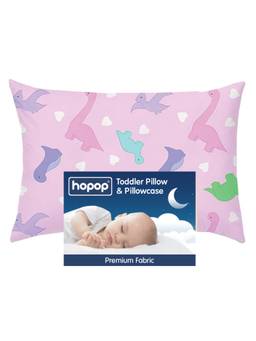 Hopop - Soft Premium Cotton Toddler Pillow with Pillowcase - Pink Dinosaur