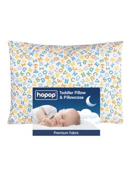 Hopop - Soft Premium Cotton Toddler Pillow with Pillowcase - White Alphabet