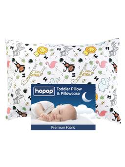 Hopop - Soft Premium Cotton Toddler Pillow with Pillowcase - White Animal