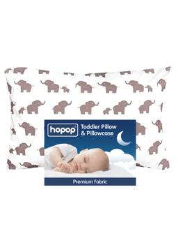 Hopop - Soft Premium Cotton Toddler Pillow with Pillowcase - White Elephant