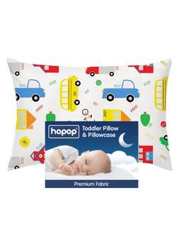 Hopop - Soft Premium Cotton Toddler Pillow with Pillowcase - White Transport