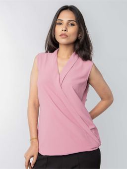 PRET PITAARA - Pink Overlap Neckline Top