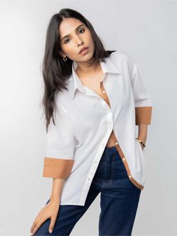 PRET PITAARA - Brown Contrast Cotton Shirt