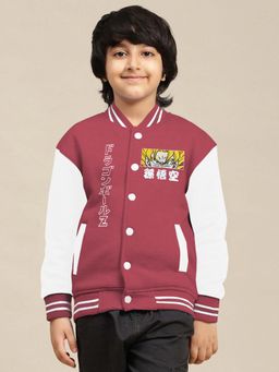 Kidsville - Official Dragon Ball Z :Super Saiyan Goku Printed Varsity Jacket For Boys