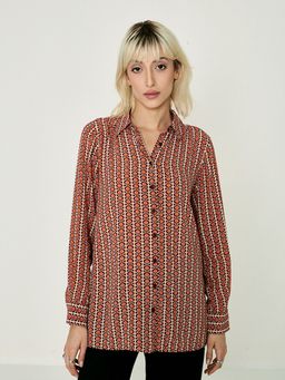 Cover Story - Red Geometric Satin Shirt