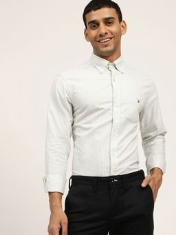 GANT - Men Green Striped Regular Fit Shirt