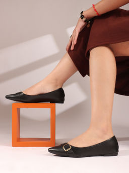 Carlton London - Women Black Casual Slip On Ballerina