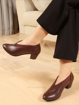 Carlton London - Women Maroon Slip On Pointed Toe Pumps