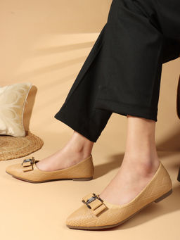 Carlton London - Women Beige Casual Slip On Ballerinas